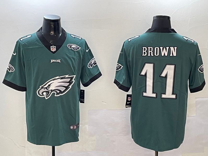 Men Philadelphia Eagles #11 Brown green 2025 Nike NFL jersey style 017